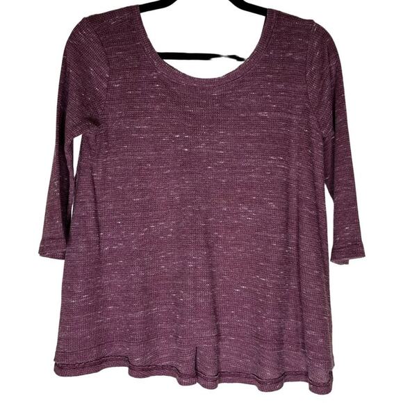 One Clothing Los Angeles Sweater Women's Small Maroon Knit 3/4 Sleeve Pullover - Picture 1 of 5